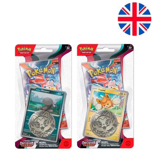 [820650853319 b] Blister juego cartas coleccionables Llamas Obsidianas Escarlata y Purpura Pokemon ingles surtido