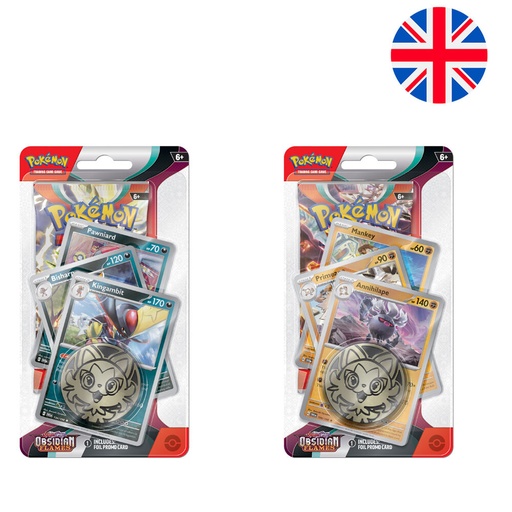 [820650853869] Blister juego cartas coleccionales Llamas Obsidianas Escarlata y Purpura Pokemon ingles surtido