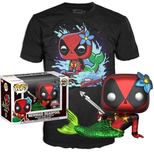 [889698340359] Set figura POP & Tee Marvel Deadpool Mermaid Exclusive
