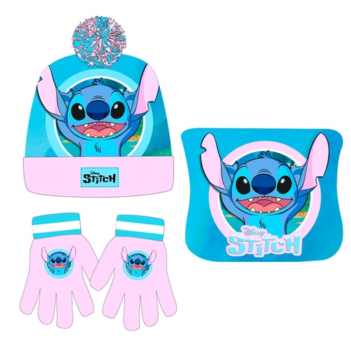 [5904009205105] Conjunto gorro guantes braga cuello Stitch Disney