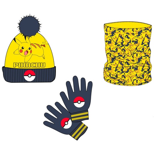 [8436580114479] Set gorro braga cuello y guantes Pikachu Pokemon