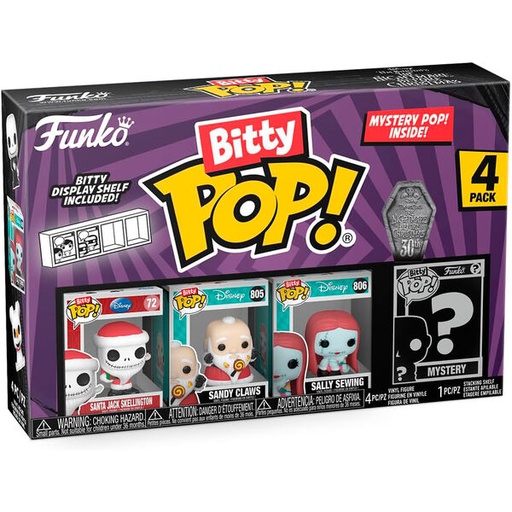 [889698730228] Blister 4 figuras Bitty POP Disney Pesadilla Antes de Navidad Santa Jack