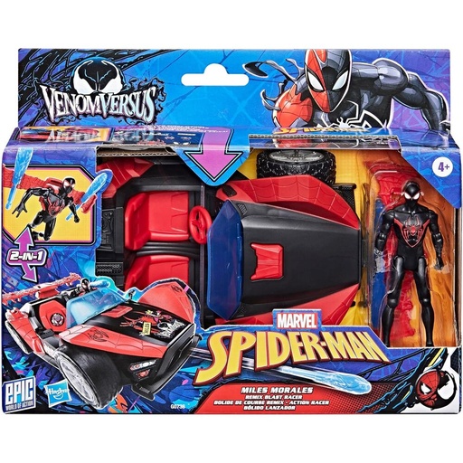 [5010996284839] Coche lanzador + figura Miles Morales Venom Versus Epic World of Action Spider-Man Marvel