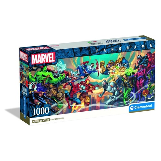 [8005125370566] Puzzle Panorama Heroes vs Villanos Marvel 1000pzs